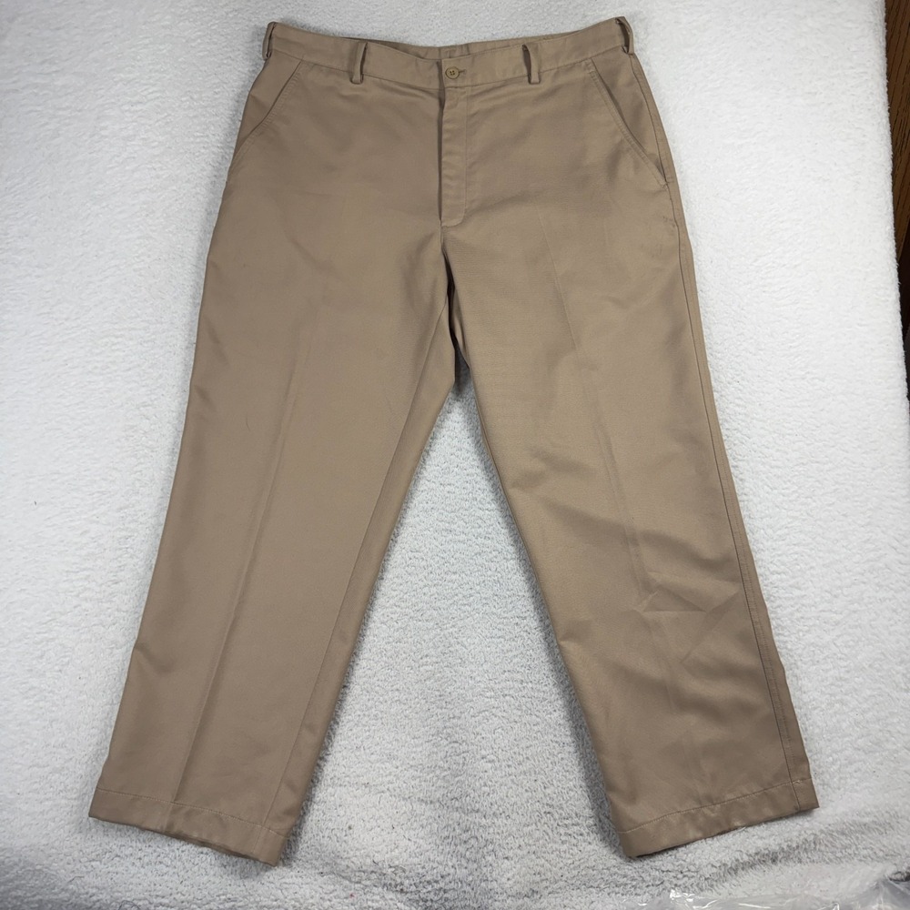 Nike Golf Pants Mens 36x30 (36x27) Tan Khaki Dri Fit Performance Tech Flat Front